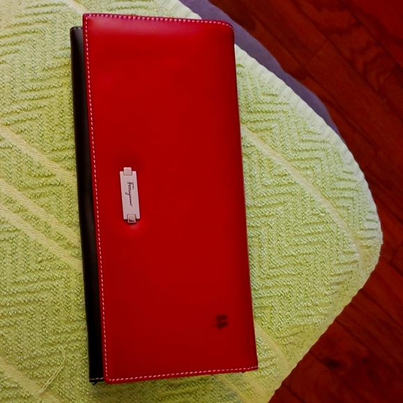 Salvatore Ferragamo Handbags - Salvatore Ferragamo Red and Black Wallet MADE IN ITALY. ITALIAN LEATHER. LONG WA